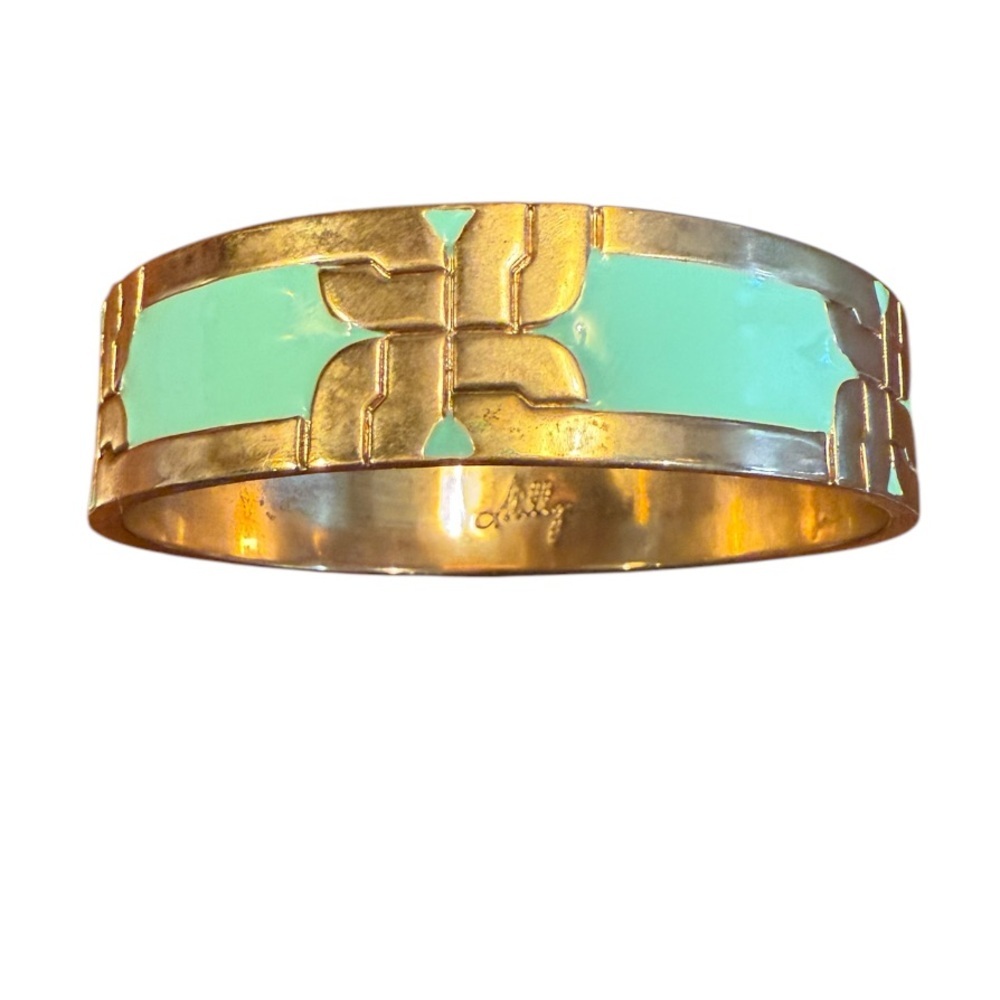 Milly Gold and Mint Green Enamel Bangle Bracelet